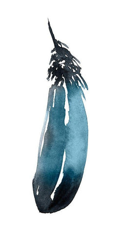 Saturated Feather I White Modern Wood Framed Art Print with Double Matting by Goldberger, Jennifer