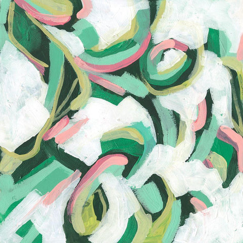 Mint Billows I White Modern Wood Framed Art Print by Vess, June Erica