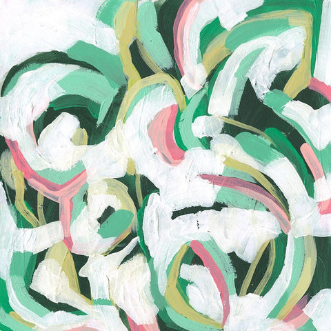 Mint Billows II Black Modern Wood Framed Art Print by Vess, June Erica