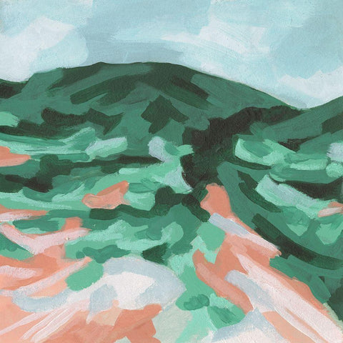 Seafoam Hills I White Modern Wood Framed Art Print with Double Matting by Vess, June Erica