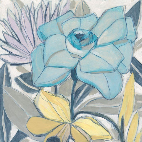 Etched Indigo Fresco I Black Modern Wood Framed Art Print with Double Matting by Vess, June Erica