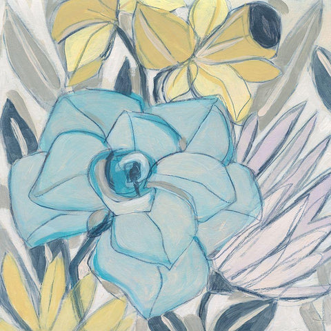 Etched Indigo Fresco II White Modern Wood Framed Art Print with Double Matting by Vess, June Erica