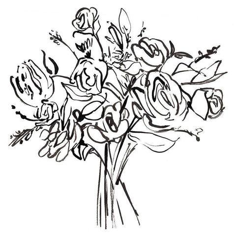 Bouquet a Day II Black Ornate Wood Framed Art Print with Double Matting by Warren, Annie