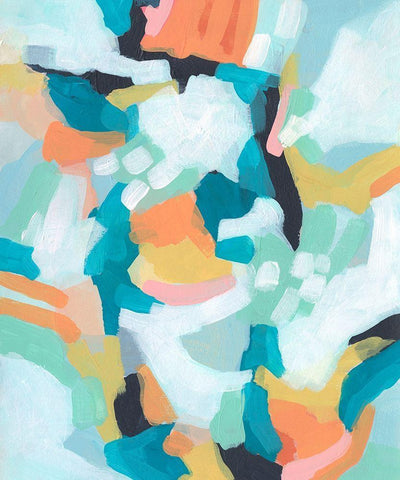 Sorbet Swirl I White Modern Wood Framed Art Print with Double Matting by Vess, June Erica