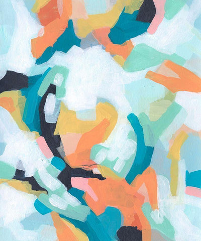 Sorbet Swirl II White Modern Wood Framed Art Print with Double Matting by Vess, June Erica