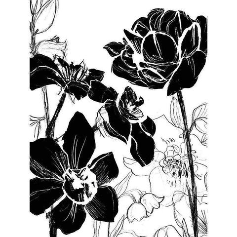 Monotype Garden I White Modern Wood Framed Art Print by Vess, June Erica