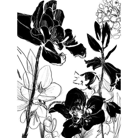 Monotype Garden II White Modern Wood Framed Art Print by Vess, June Erica