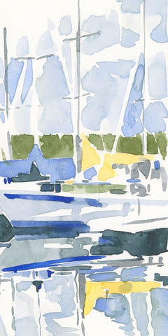 Sailboat Reflections II Black Ornate Wood Framed Art Print with Double Matting by Caroline, Emma
