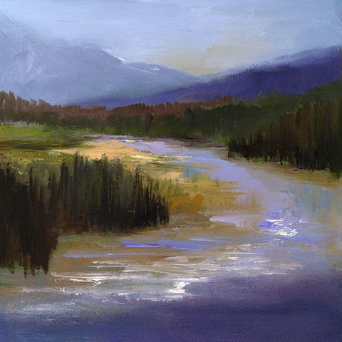 Mountain River II Gold Ornate Wood Framed Art Print with Double Matting by Finch, Sheila