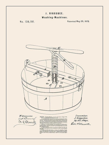 Laundry Patent III White Modern Wood Framed Art Print with Double Matting by Barnes, Victoria