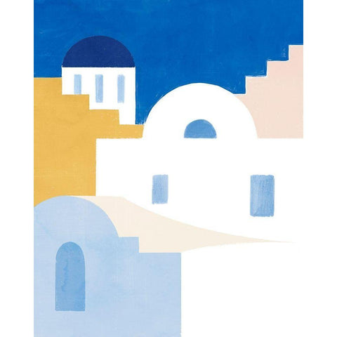 Simple Santorini II Gold Ornate Wood Framed Art Print with Double Matting by Barnes, Victoria