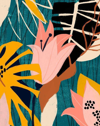 Lily Lagoon II White Modern Wood Framed Art Print with Double Matting by Vess, June Erica