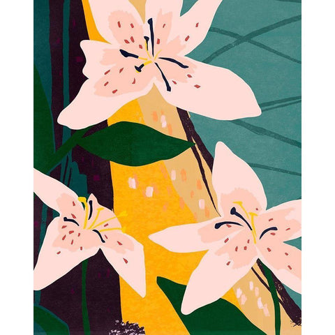 Lily Collage I White Modern Wood Framed Art Print by Warren, Annie