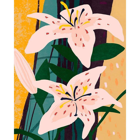 Lily Collage II Black Modern Wood Framed Art Print with Double Matting by Warren, Annie