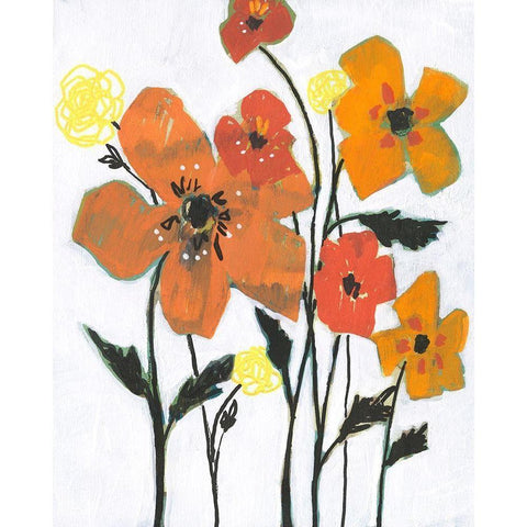 Hot Flowers I Black Modern Wood Framed Art Print with Double Matting by Goldberger, Jennifer