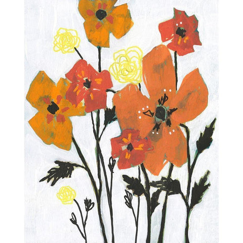 Hot Flowers II Black Modern Wood Framed Art Print by Goldberger, Jennifer