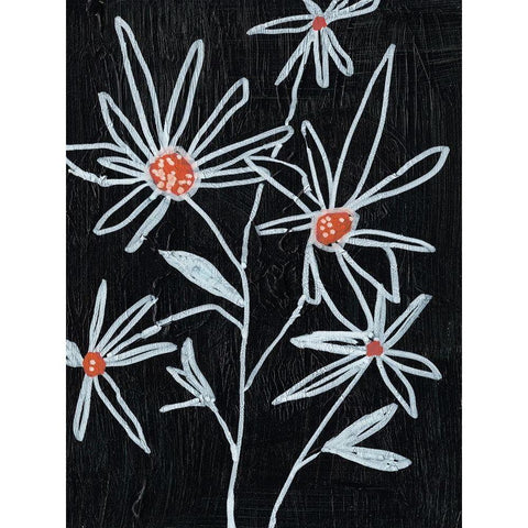 Flower Doodle I Black Modern Wood Framed Art Print by Goldberger, Jennifer