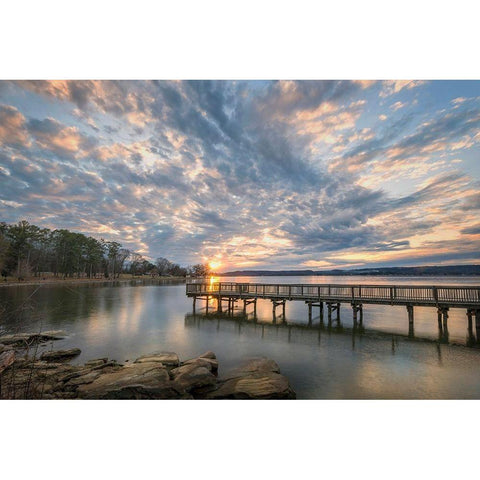 Sunset Blues Gold Ornate Wood Framed Art Print with Double Matting by Head, Danny