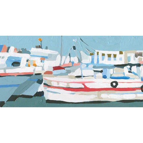 Bright Boats I Black Modern Wood Framed Art Print with Double Matting by Caroline, Emma