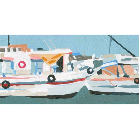 Bright Boats II Black Modern Wood Framed Art Print by Caroline, Emma