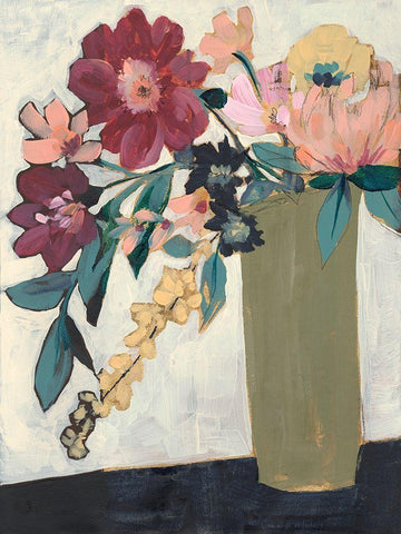 Jeweled Arrangement I Black Ornate Wood Framed Art Print with Double Matting by Goldberger, Jennifer