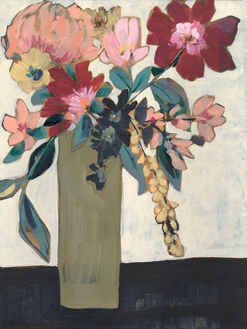 Jeweled Arrangement II White Modern Wood Framed Art Print with Double Matting by Goldberger, Jennifer