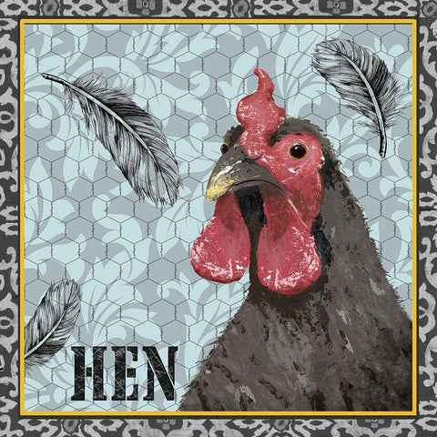 White Rooster II Black Ornate Wood Framed Art Print with Double Matting by Reynolds, Jade