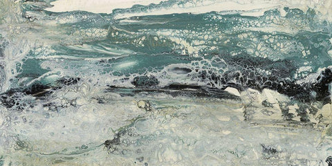 Teal Seascape I Black Ornate Wood Framed Art Print with Double Matting by Bramma, Lila