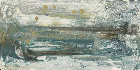 Teal Seascape II Black Ornate Wood Framed Art Print with Double Matting by Bramma, Lila