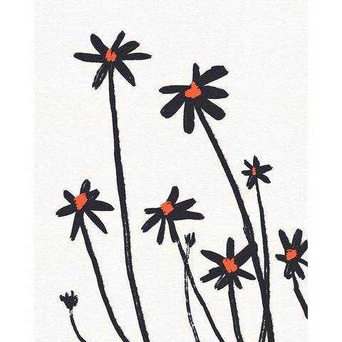 Young Coneflowers II White Modern Wood Framed Art Print by Green, Jacob