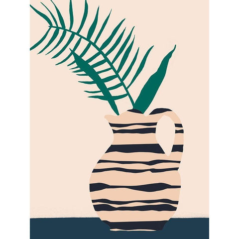 Dancing Vase With Palm III Black Modern Wood Framed Art Print with Double Matting by Wang, Melissa