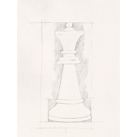Chess Set Sketch I Black Modern Wood Framed Art Print with Double Matting by Caroline, Emma