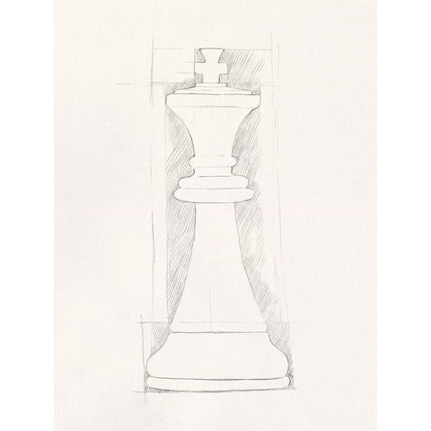 Chess Set Sketch II White Modern Wood Framed Art Print by Caroline, Emma