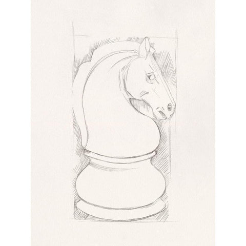 Chess Set Sketch III Black Modern Wood Framed Art Print with Double Matting by Caroline, Emma