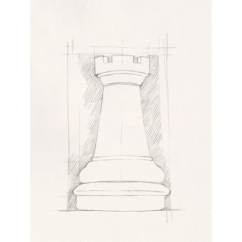 Chess Set Sketch IV Gold Ornate Wood Framed Art Print with Double Matting by Caroline, Emma