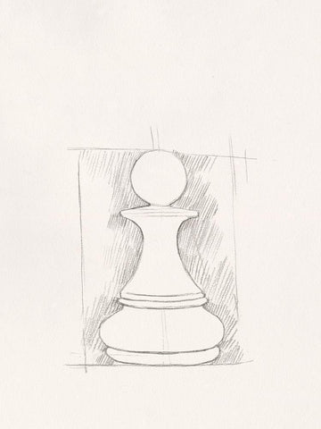 Chess Set Sketch V White Modern Wood Framed Art Print with Double Matting by Caroline, Emma