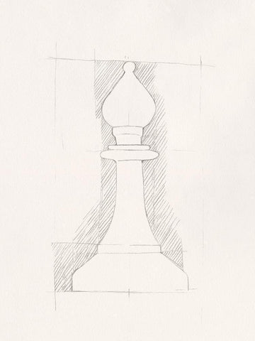 Chess Set Sketch VI White Modern Wood Framed Art Print with Double Matting by Caroline, Emma