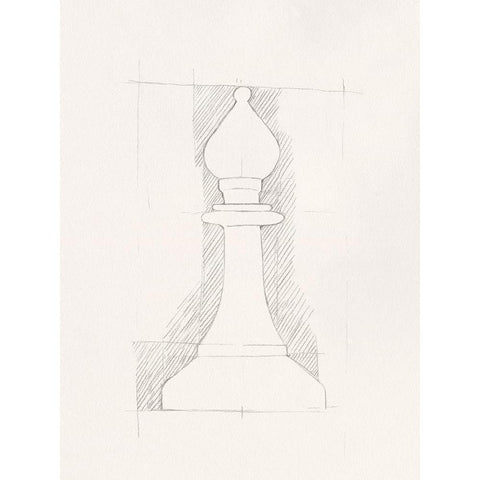 Chess Set Sketch VI Black Modern Wood Framed Art Print by Caroline, Emma