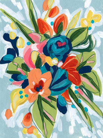 Petal Pop I White Modern Wood Framed Art Print with Double Matting by Vess, June Erica