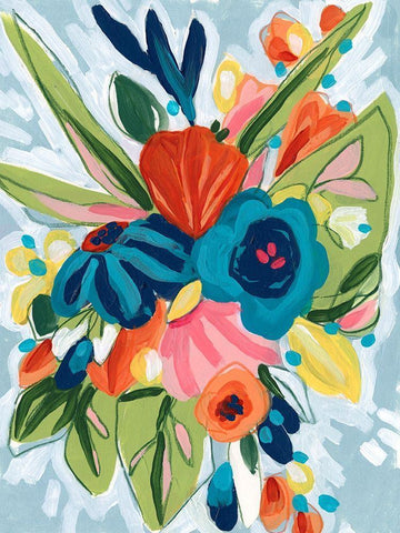 Petal Pop II Black Ornate Wood Framed Art Print with Double Matting by Vess, June Erica