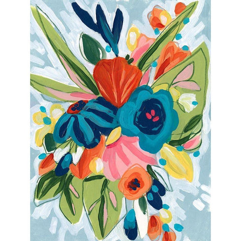 Petal Pop II Black Modern Wood Framed Art Print with Double Matting by Vess, June Erica