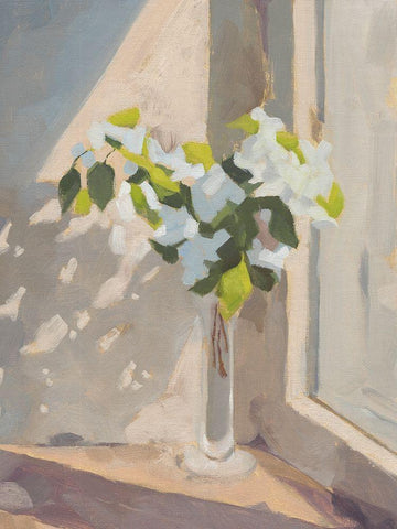 Window Bouquet I White Modern Wood Framed Art Print with Double Matting by Green, Jacob