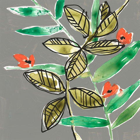 Tropic Botanicals V Black Ornate Wood Framed Art Print with Double Matting by Goldberger, Jennifer