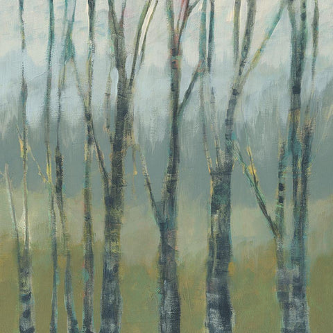 Transitional Treeline II Black Modern Wood Framed Art Print with Double Matting by Goldberger, Jennifer