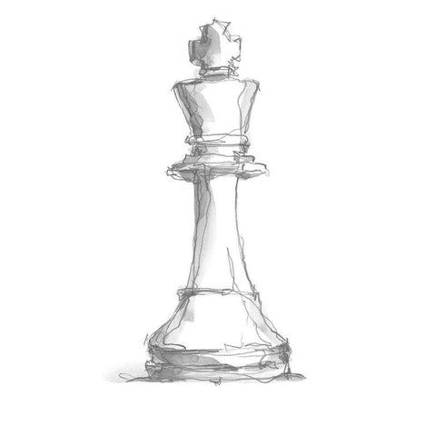 Chess Piece Study II Black Modern Wood Framed Art Print with Double Matting by Harper, Ethan