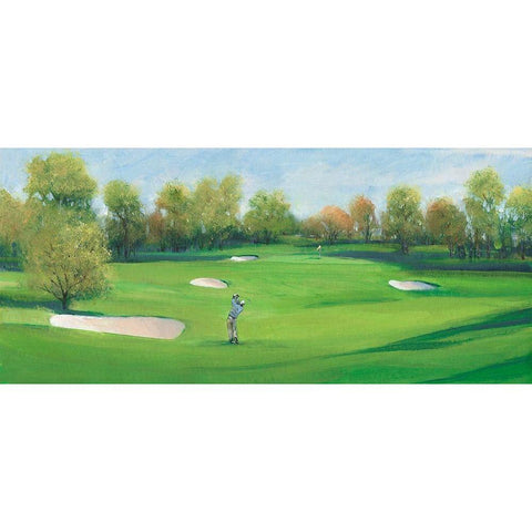 Fairway Shot II Black Modern Wood Framed Art Print with Double Matting by OToole, Tim