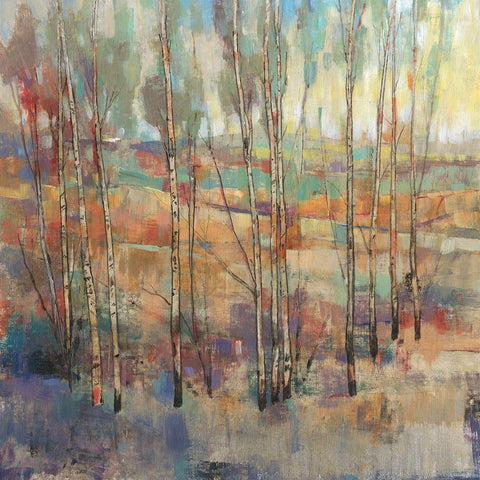 Kaleidoscopic Forest II White Modern Wood Framed Art Print by OToole, Tim