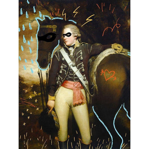 Masked Masters (Highwayman) Black Modern Wood Framed Art Print with Double Matting by Green, Jacob