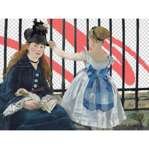 Masked Masters (Waiting At the Station) Black Modern Wood Framed Art Print by Green, Jacob