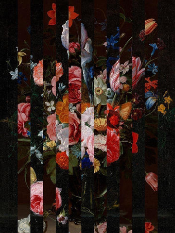 Masked Flemish Bouquet I White Modern Wood Framed Art Print with Double Matting by Green, Jacob